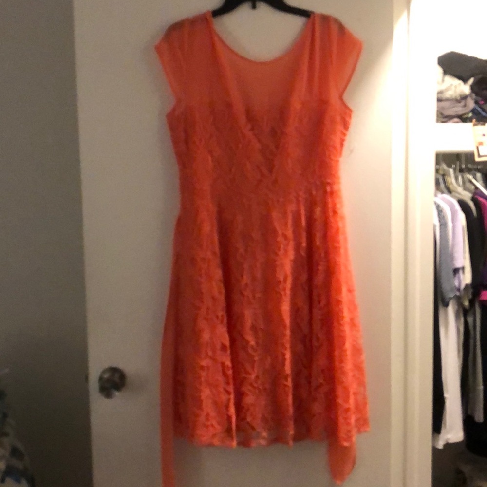 Dress Barn, Size 14, Peach Lace Dress